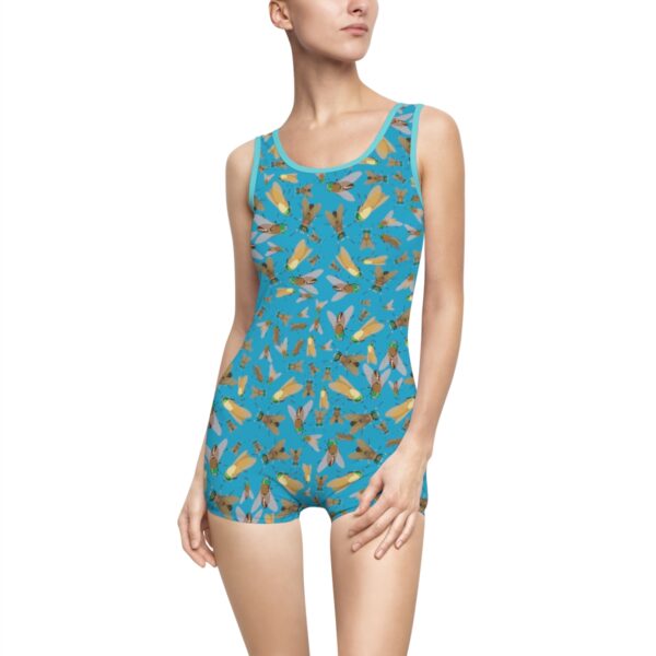 Women's Vintage Swimsuit with Greenhead Print
