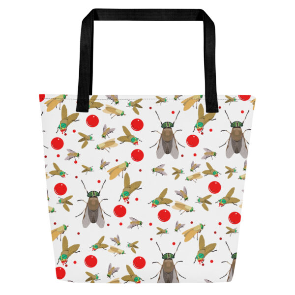 Greenhead Fly All-Over Print Large Tote Bag - Blood Red Theme
