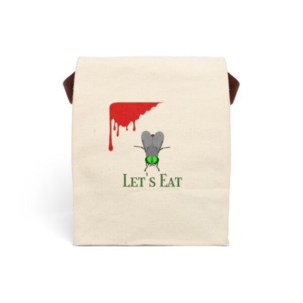 Canvas Lunch Bag With Strap - Lets Eat Half Tone Greenhead