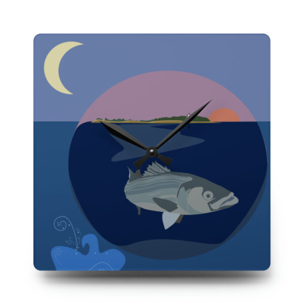 Acrylic Wall Clock - Bass Dreams, North Shore & Piping Plover Designs.